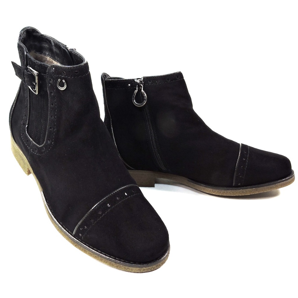 PAKERSON 🇮🇹 WOMEN'S DARK BROWN SUEDE WINTER MONTONE COMFORT BOOTIE